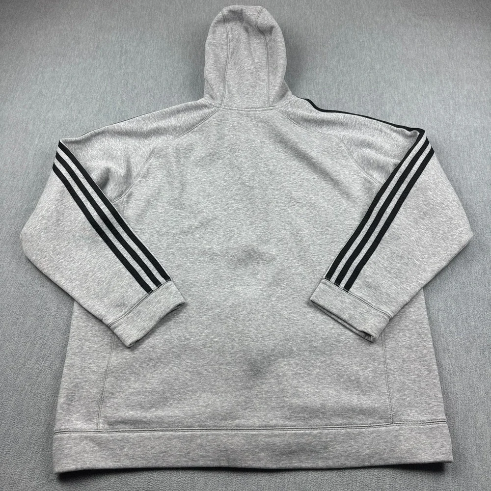 Adidas Hoodie‎ Mens XL Gray Essentials Fleece 3-Stripes Full Zip Hoodie Classic